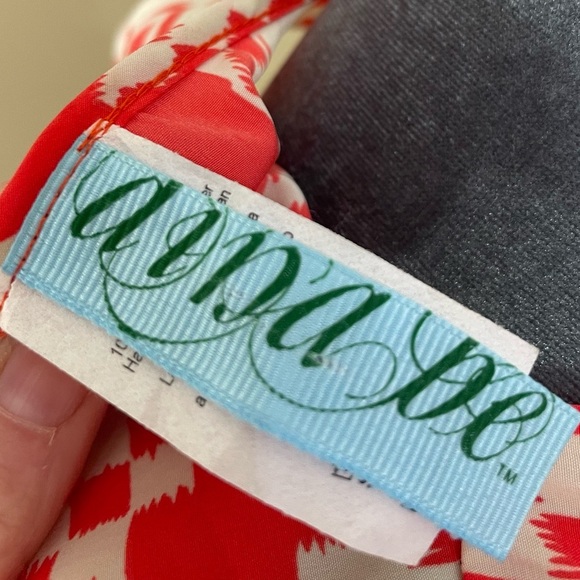 DINA BE Orange & White Patterned Dress with Navy Belt - Picture 3 of 8